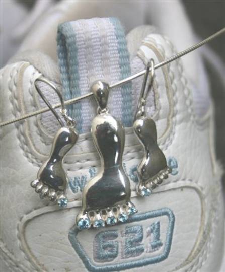 Blue Topaz Sterling Silver Foot Pendant